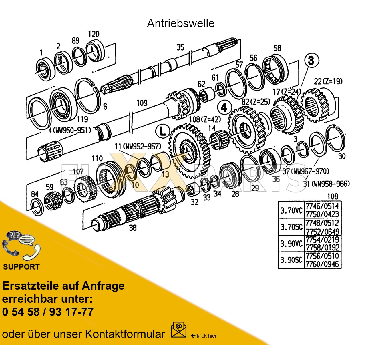 DX 3.70SC Antriebswelle