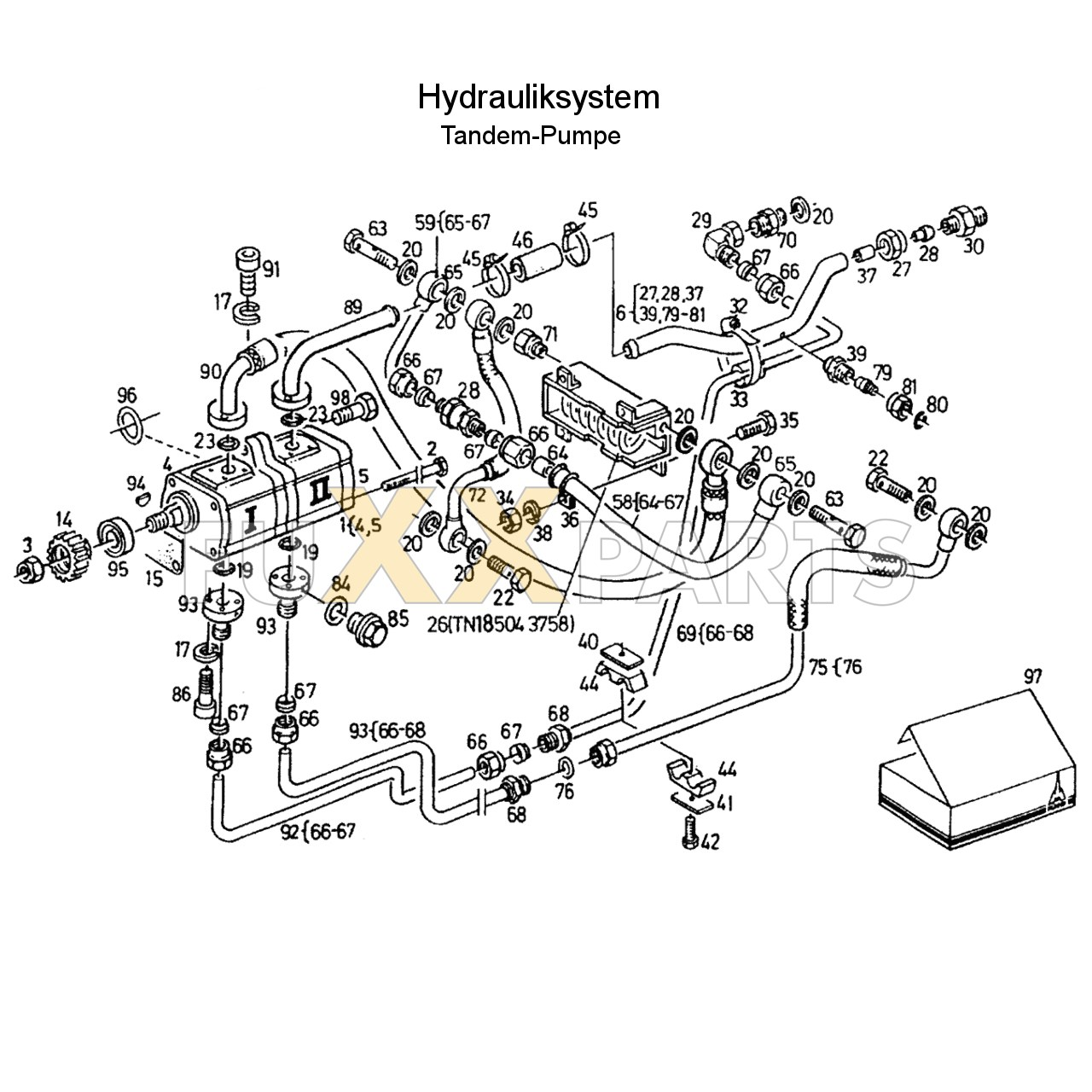 DX 3.30VC Hydrauliksystem Tandem