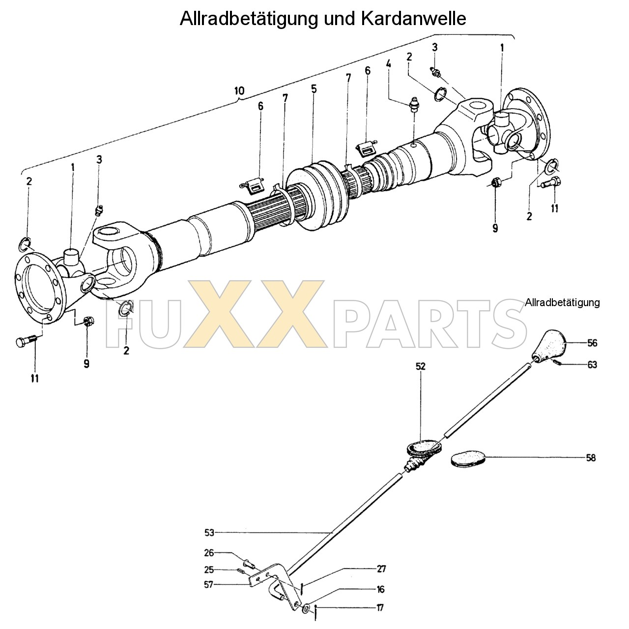 DX 160-76XX Allradbetätigung und Kardanwelle