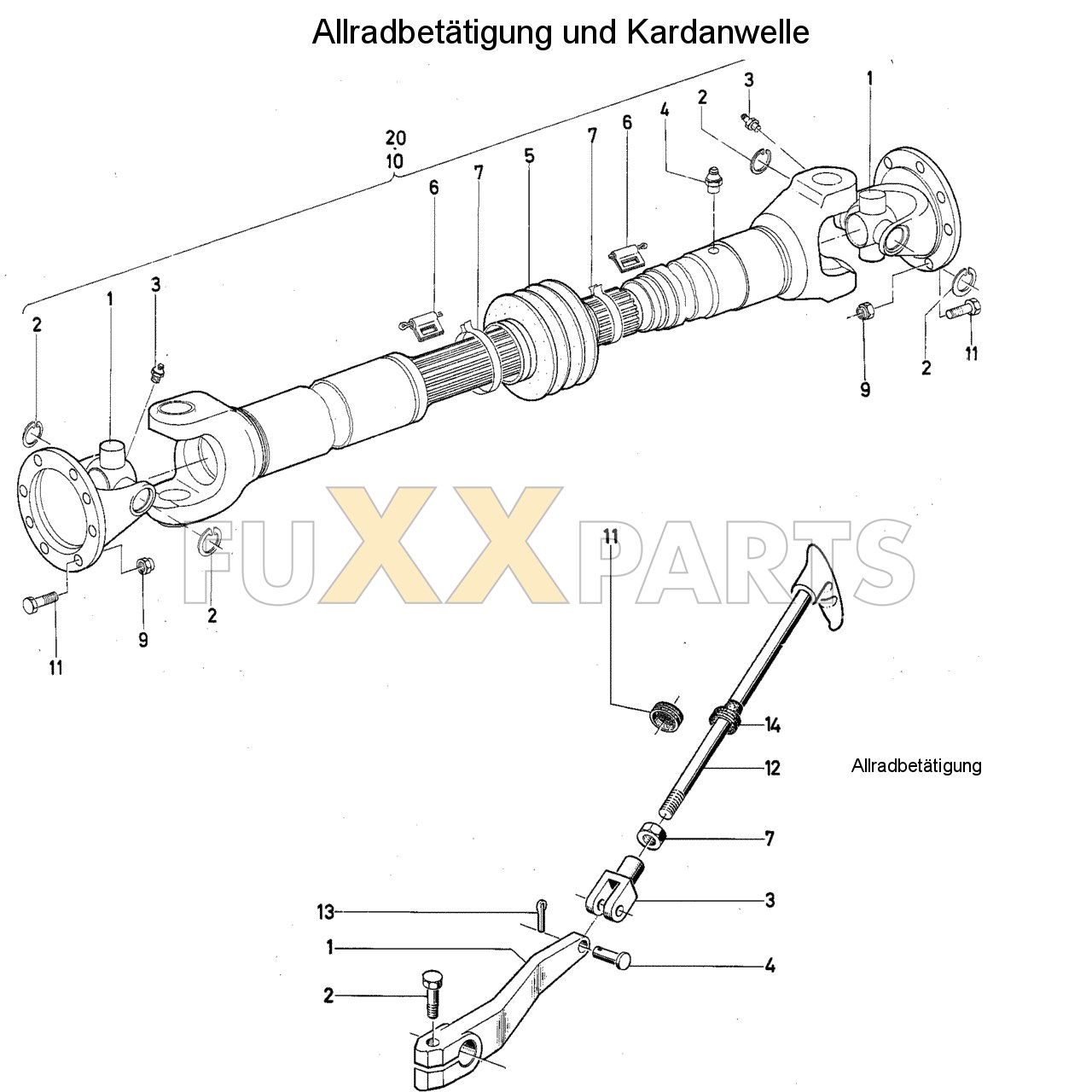 DX 90-76XX Allradbetätigung und Kardanwelle