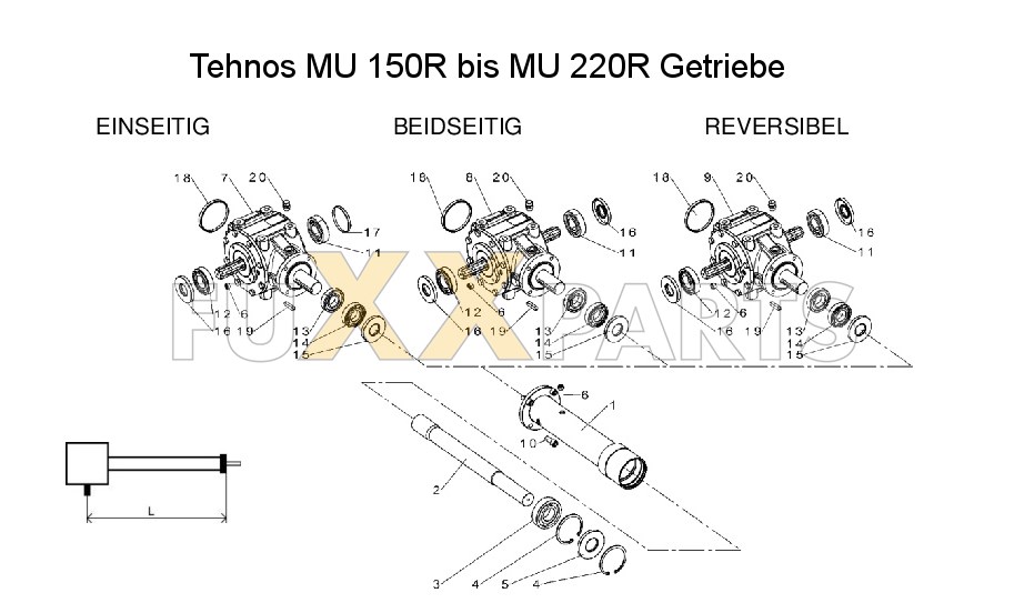 Tehnos MU R 150 bis 220 Getriebe