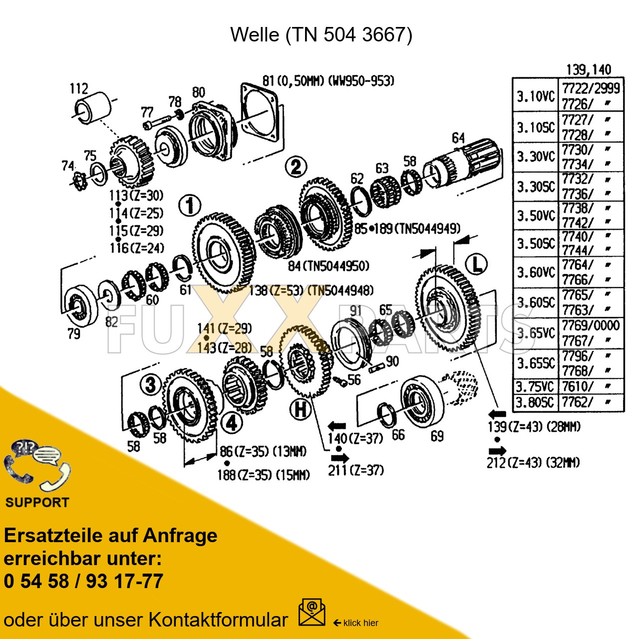 DX 3.30SC Getriebe Dual-Split 4