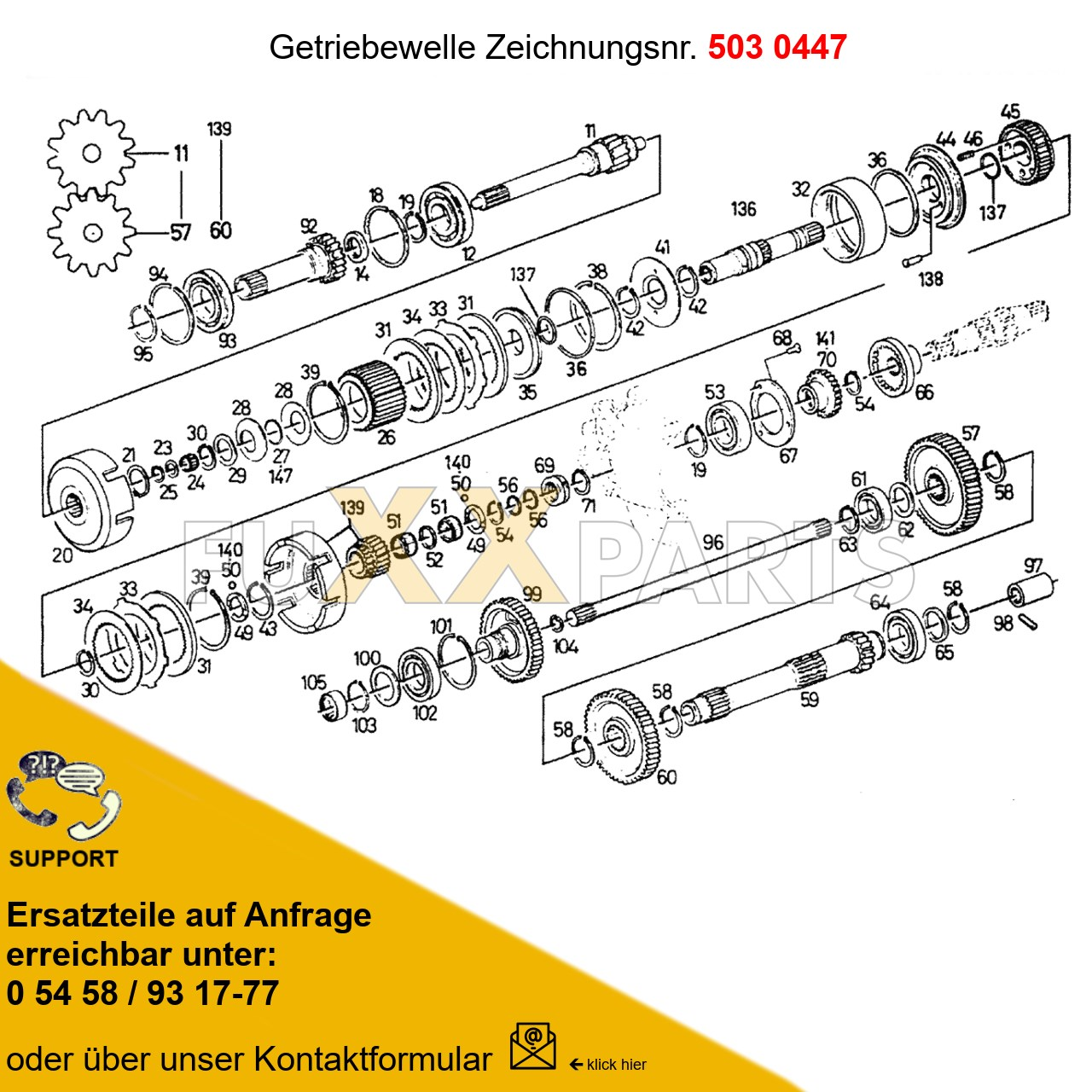 DX 160-76XX Getriebewelle 503 0447