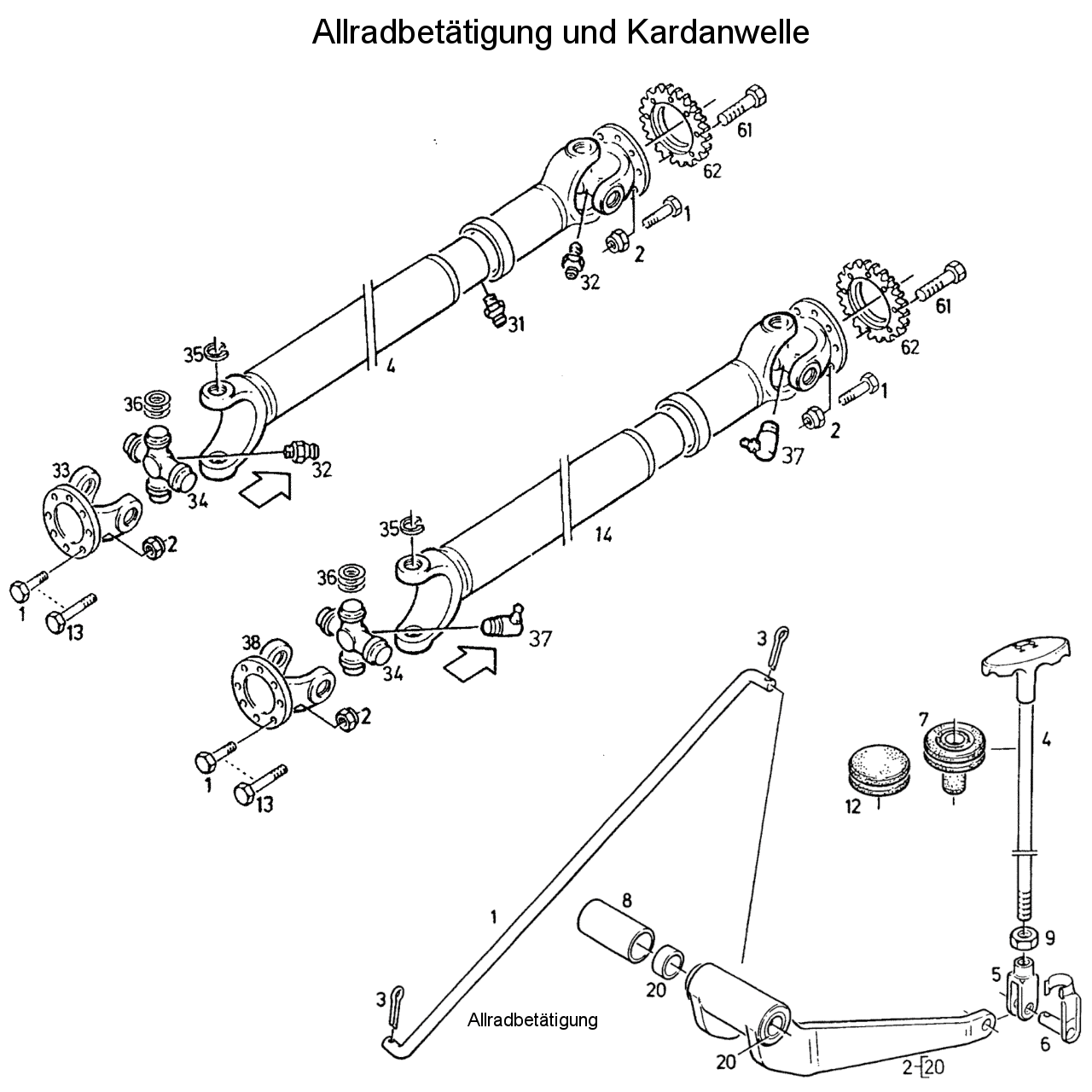 DX 3.10SC Allradbetätigung und Kardanwelle