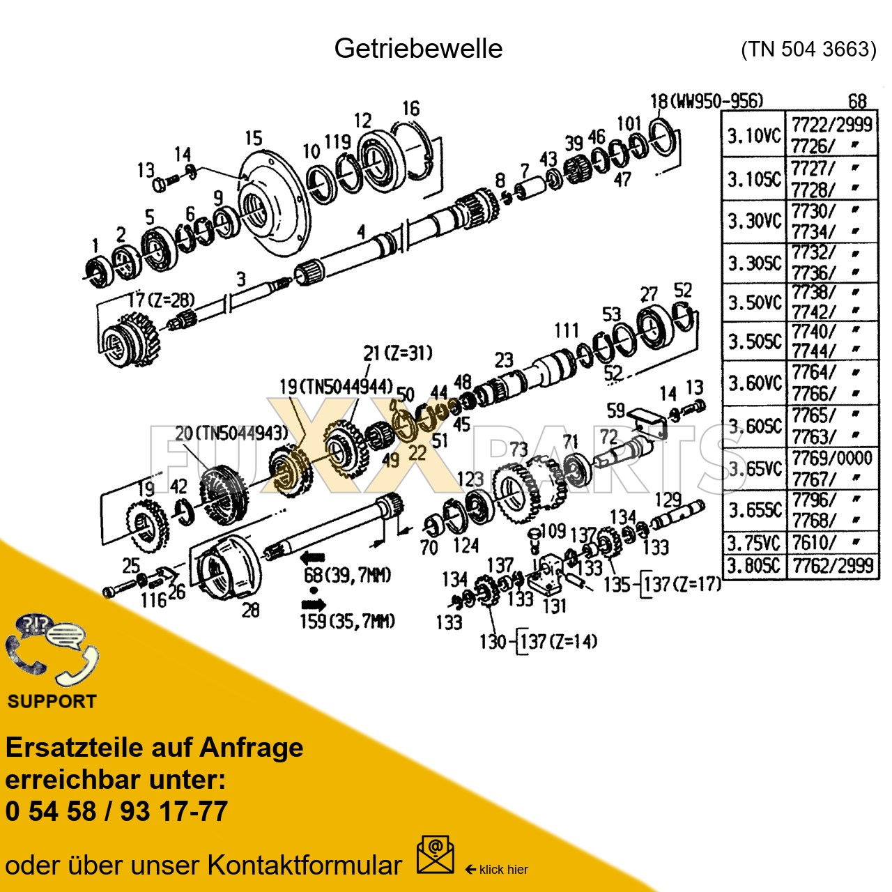 DX 3.10VC Getriebewelle 2