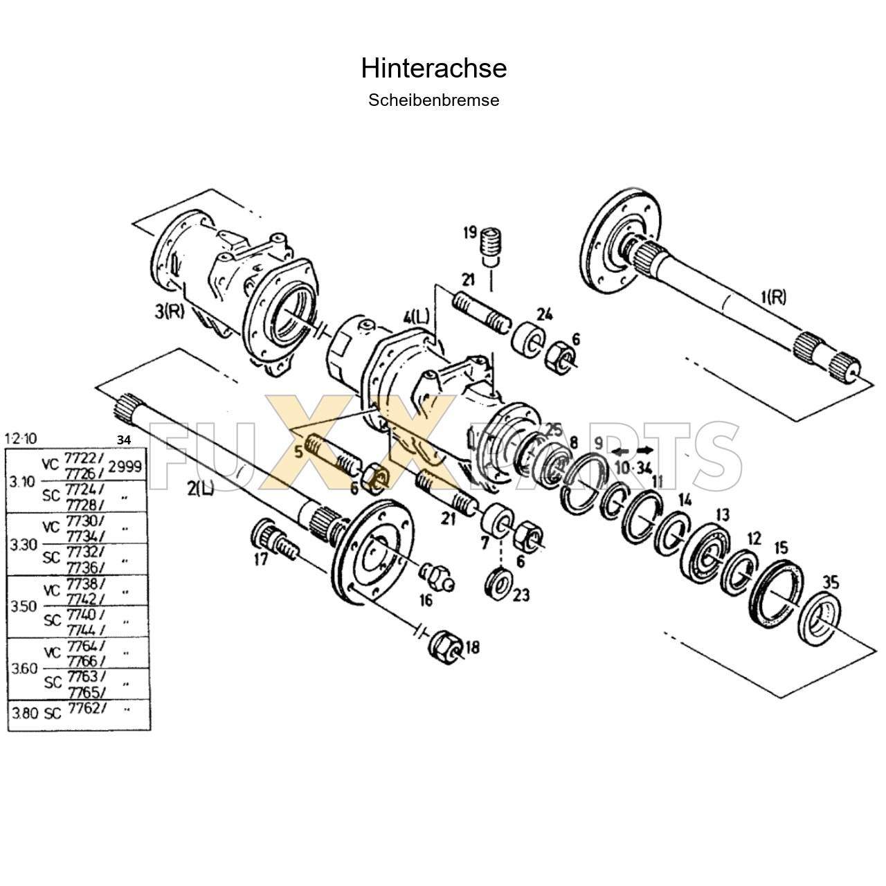 DX 3.30SC Hinterachse Scheibe