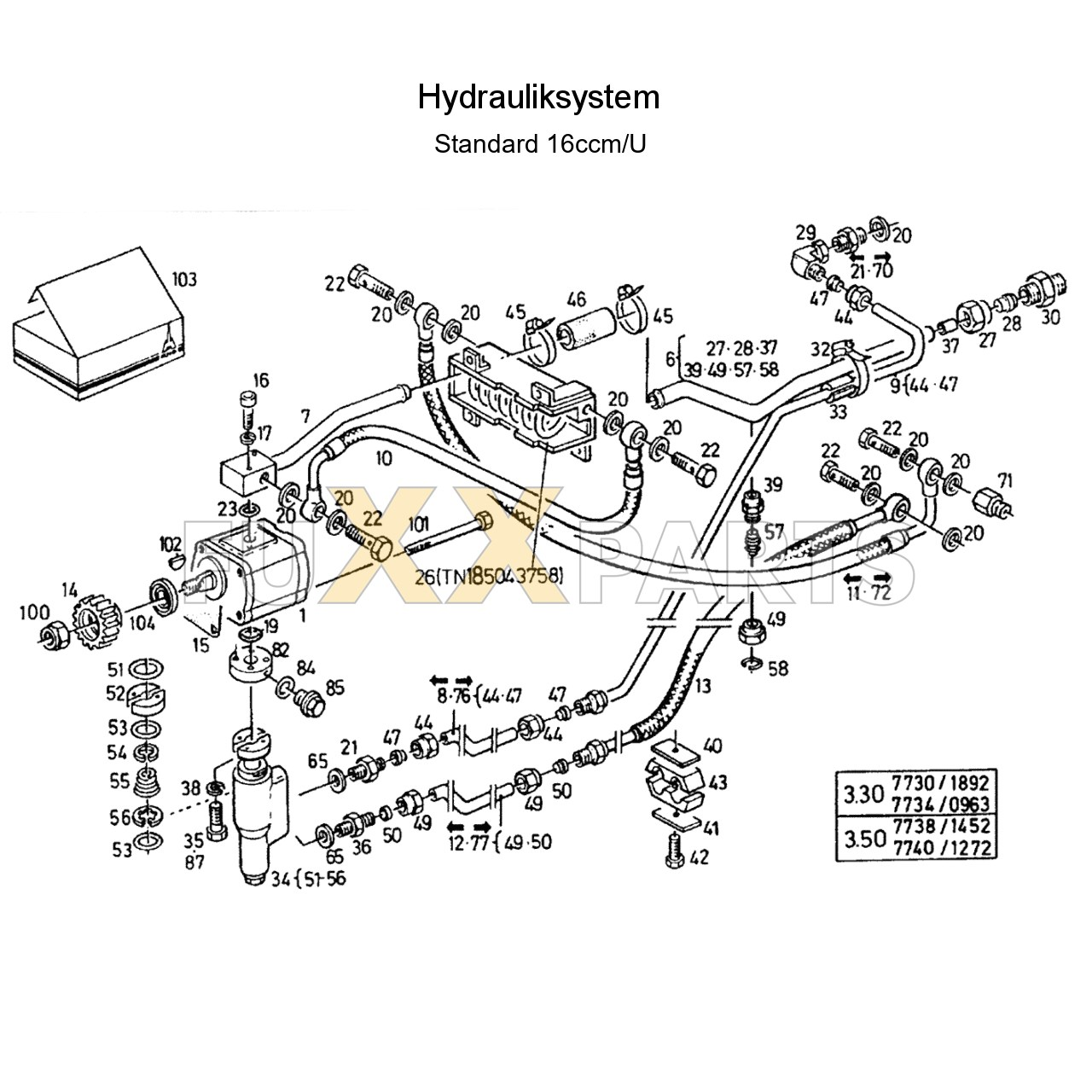 DX 3.50VC Hydrauliksystem 16ccm