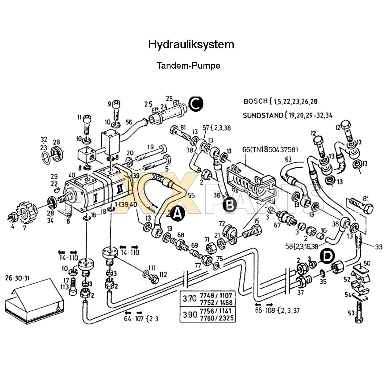 DX 3.90SC Hydrauliksystem Tandem