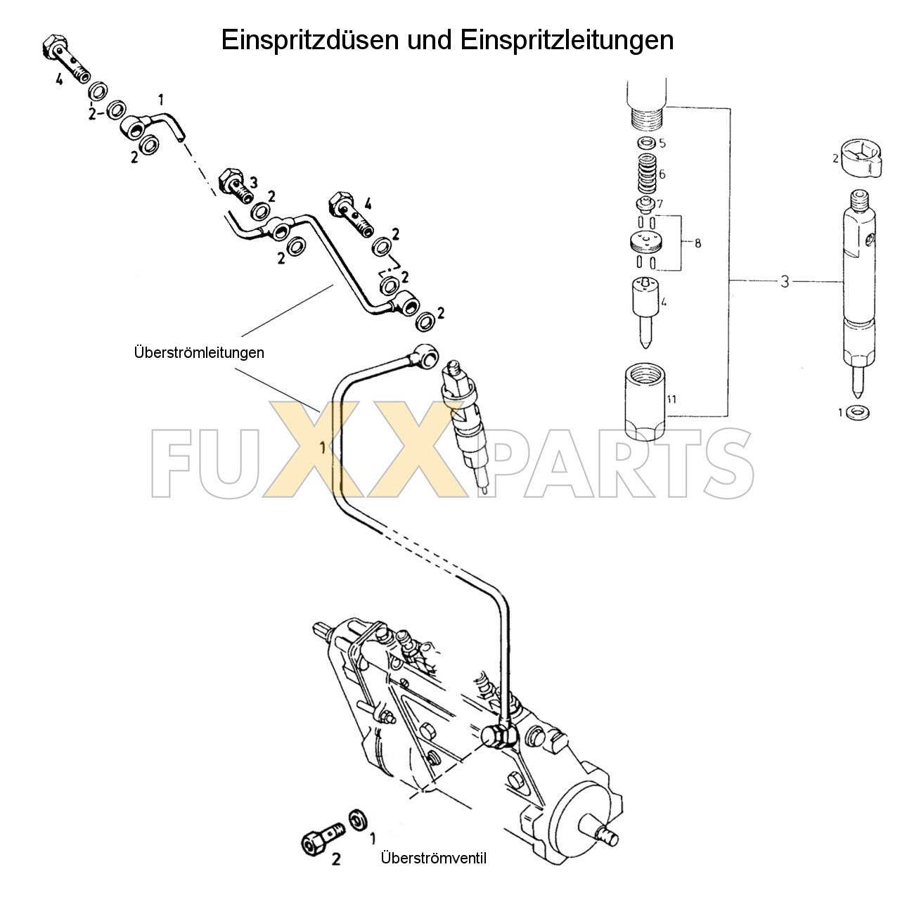 DX 3.50SC Einspritzdüsen und Einspritzleitungen