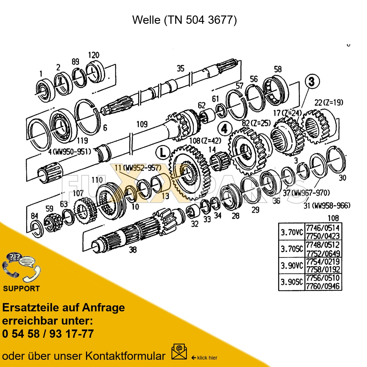 DX 3.90VC Getriebewelle 1