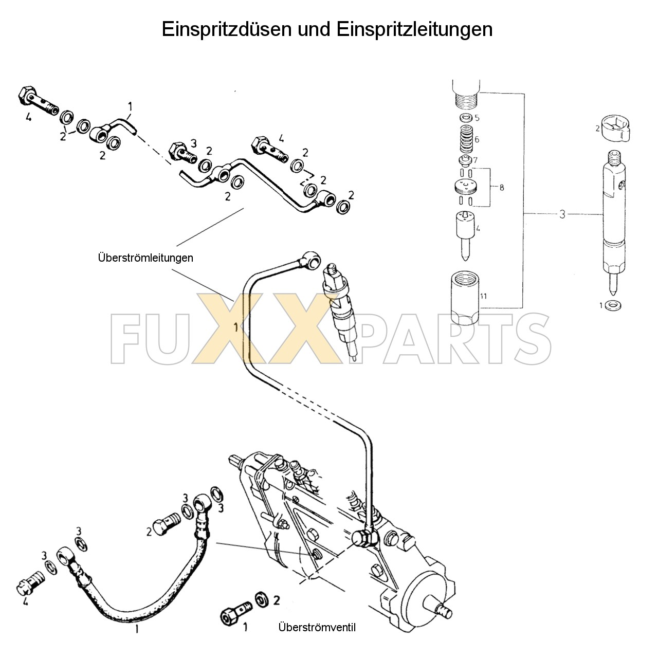 DX 86-78XX Einspritzdüsen und Einspritzleitungen