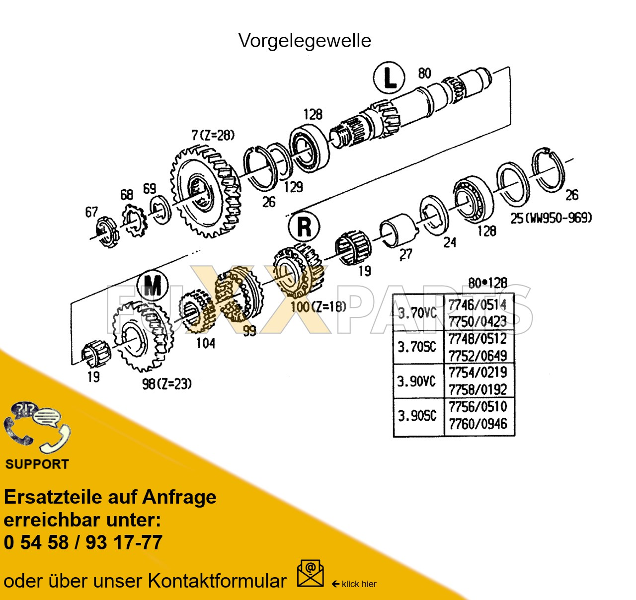 DX 3.70SC Vorgelegewelle