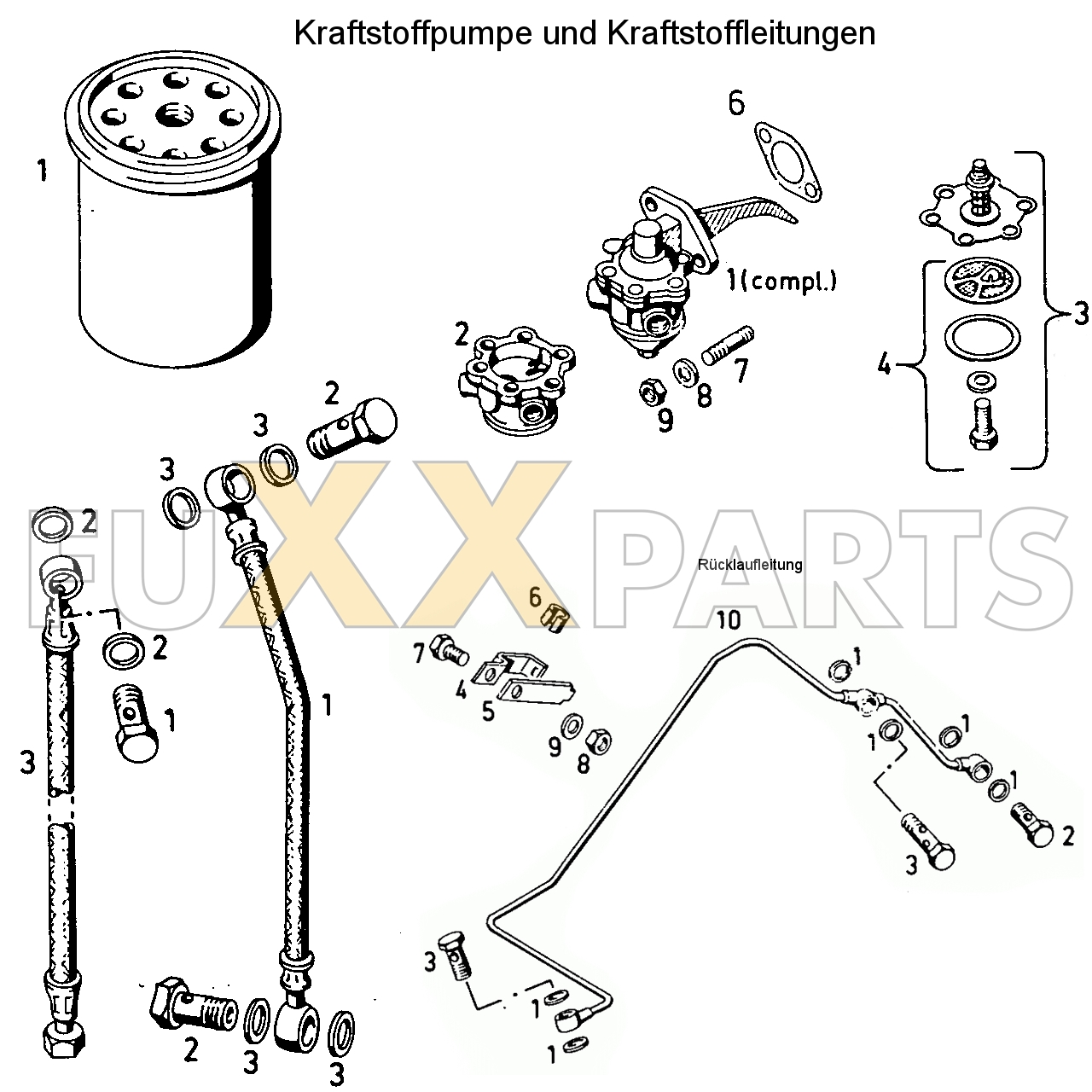 D 3006 Kraftstoffpumpe und Kraftstoffleitungen