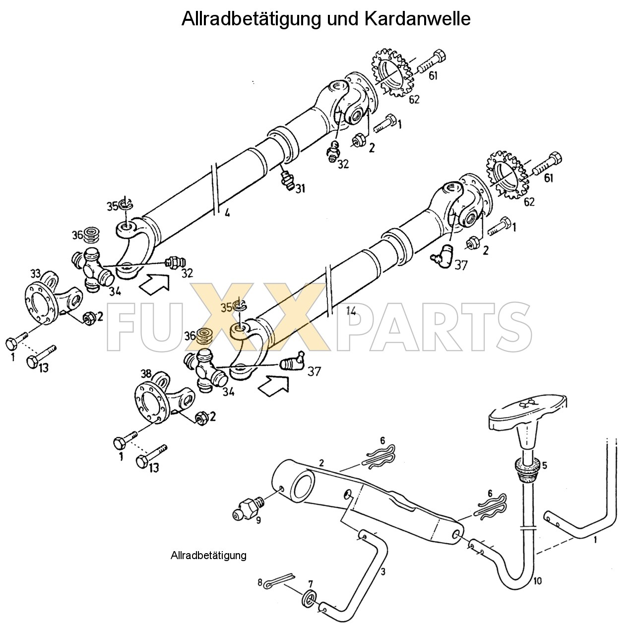 DX 3.10VC Allradbetätigung und Kardanwelle