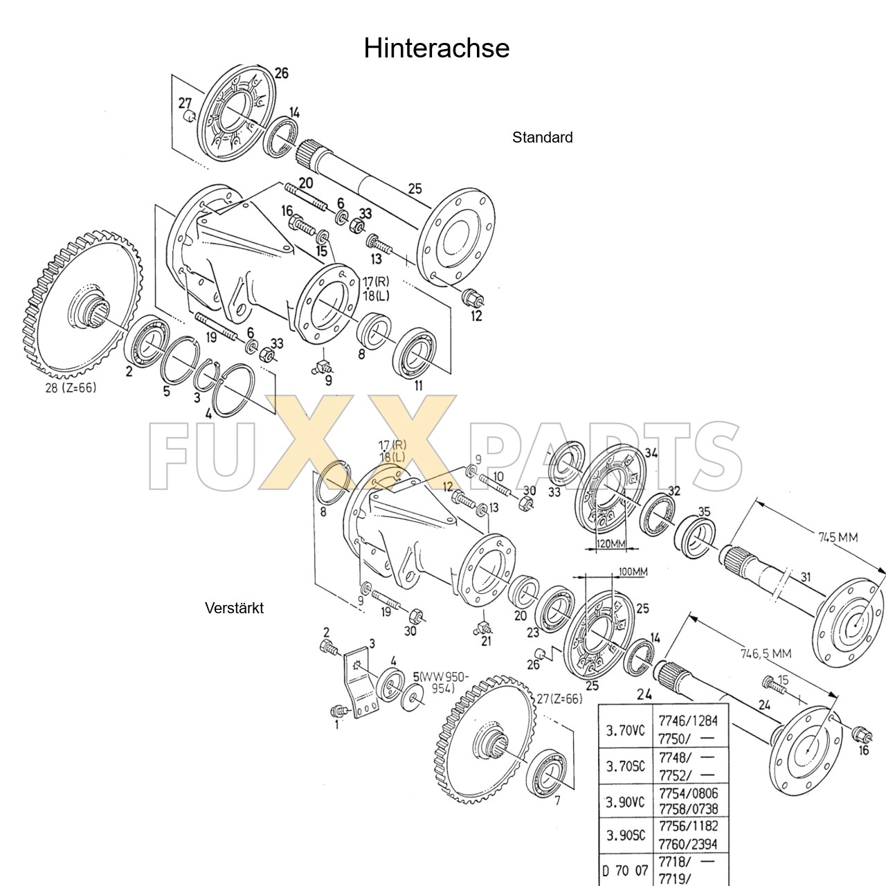 DX 3.70VC Hinterachse