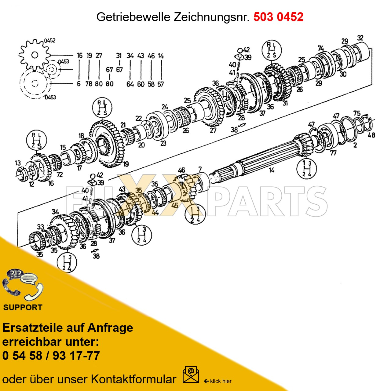 DX 145-76XX Getriebewelle 503 0452