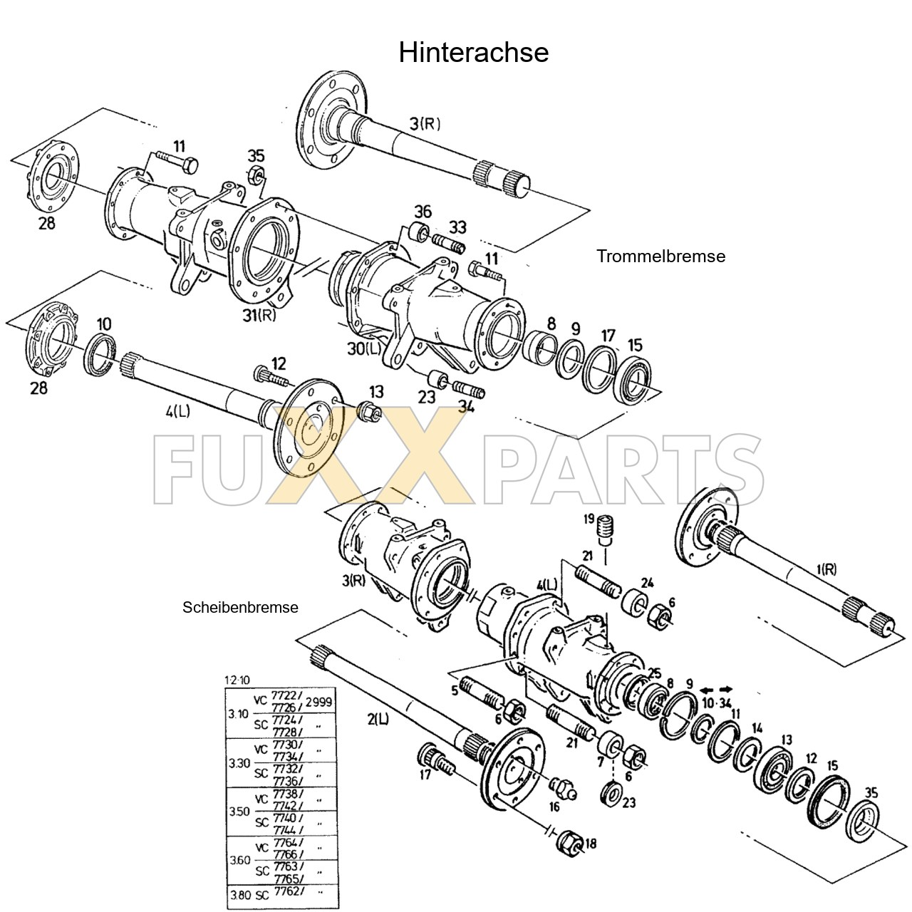 DX 3.50VC Hinterachse