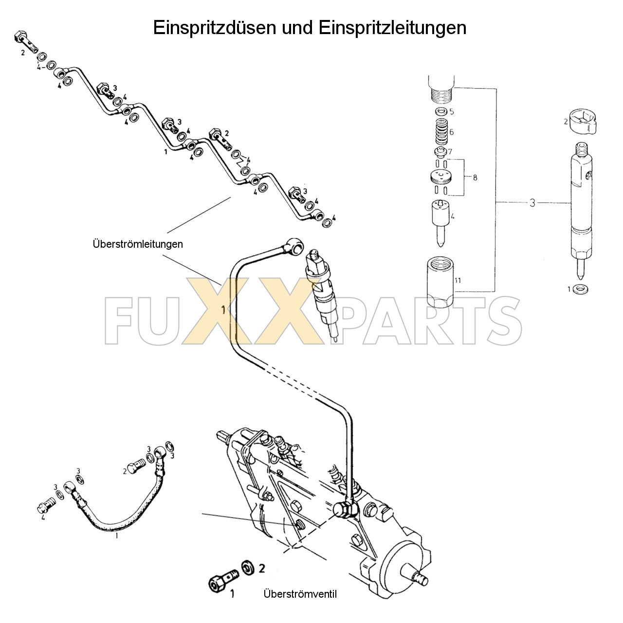 DX 90-78XX Einspritzdüsen und Einspritzleitungen