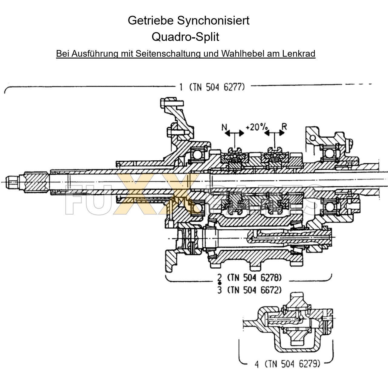 DX 3.30SC Getriebeschnittbild Quadro-Split 1