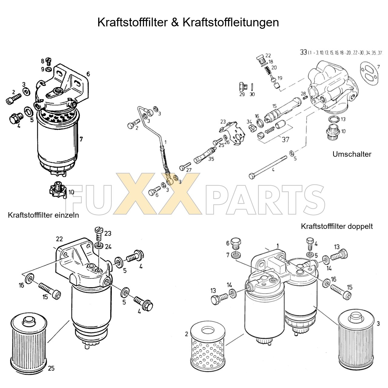 DX 86-78XX Kraftstofffilter Leitungen 1