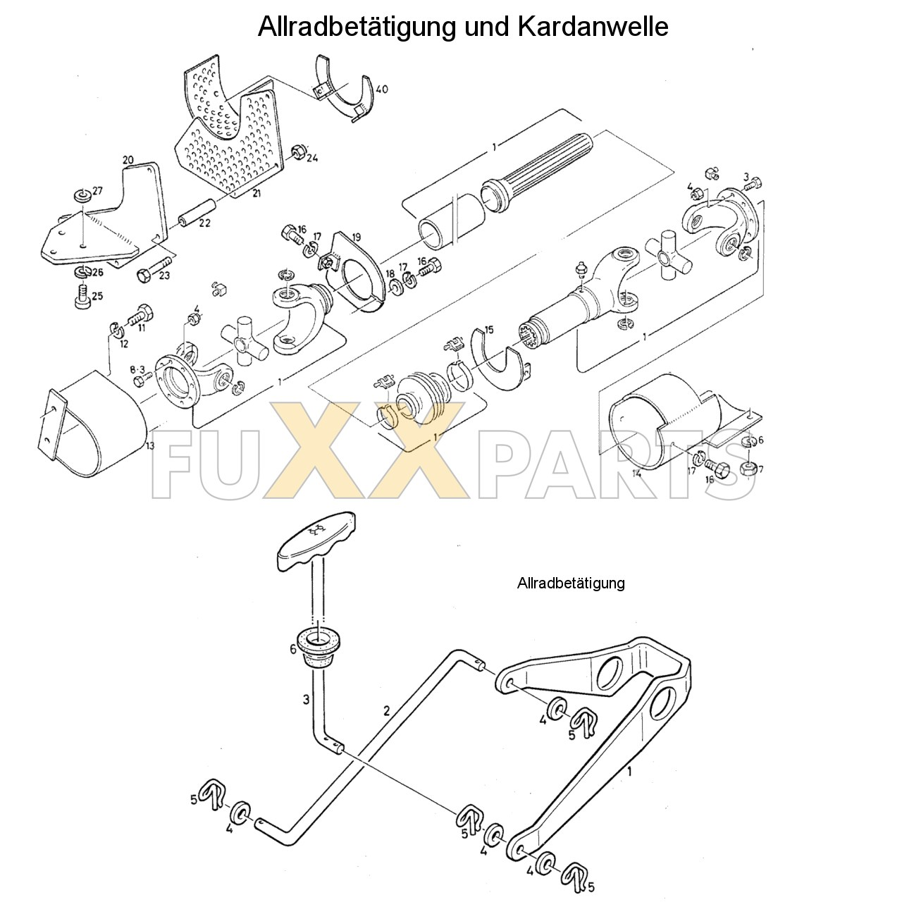 DX 80-78XX Allradbetätigung und Kardanwelle