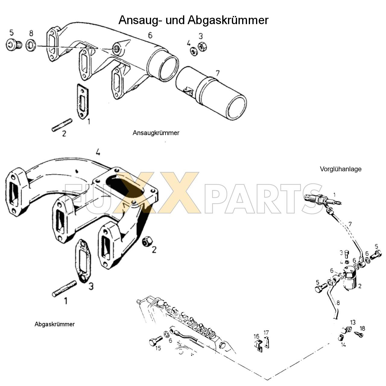 DX 3.30SC Ansaug- und Abgaskrümmer