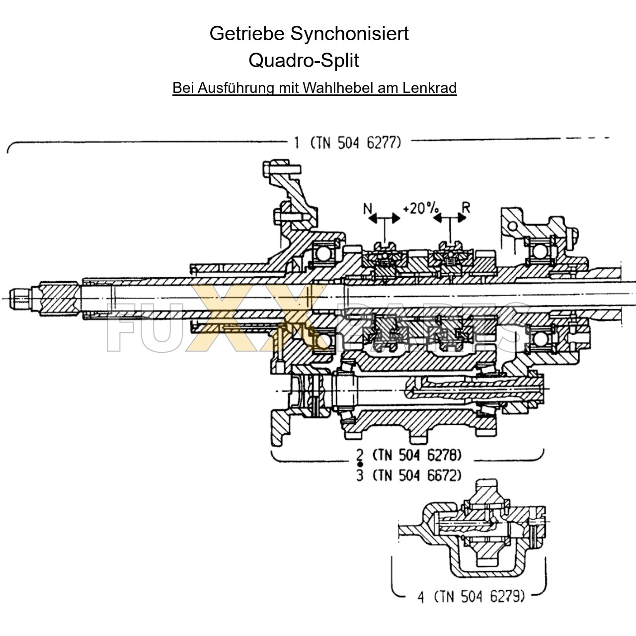 DX 3.30VC Getriebeschnittbild Quadro-Split 1