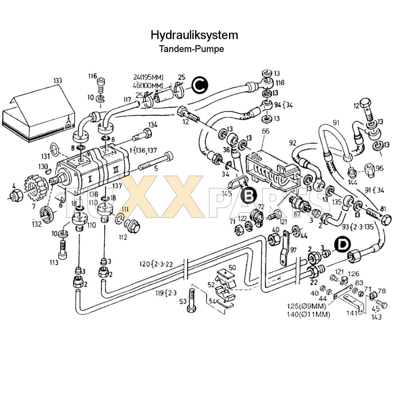 DX 3.50SC Hydrauliksystem Tandem