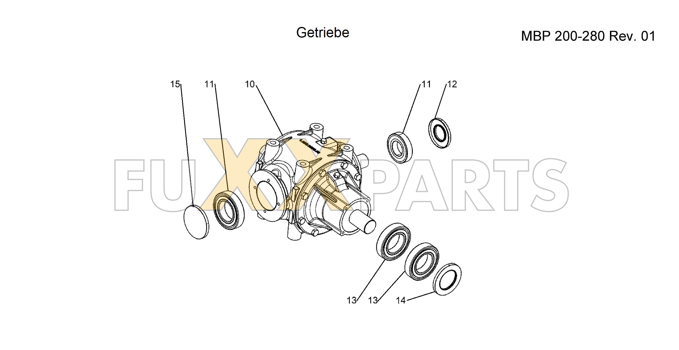 Tehnos MBP 200 bis 280 Getriebe