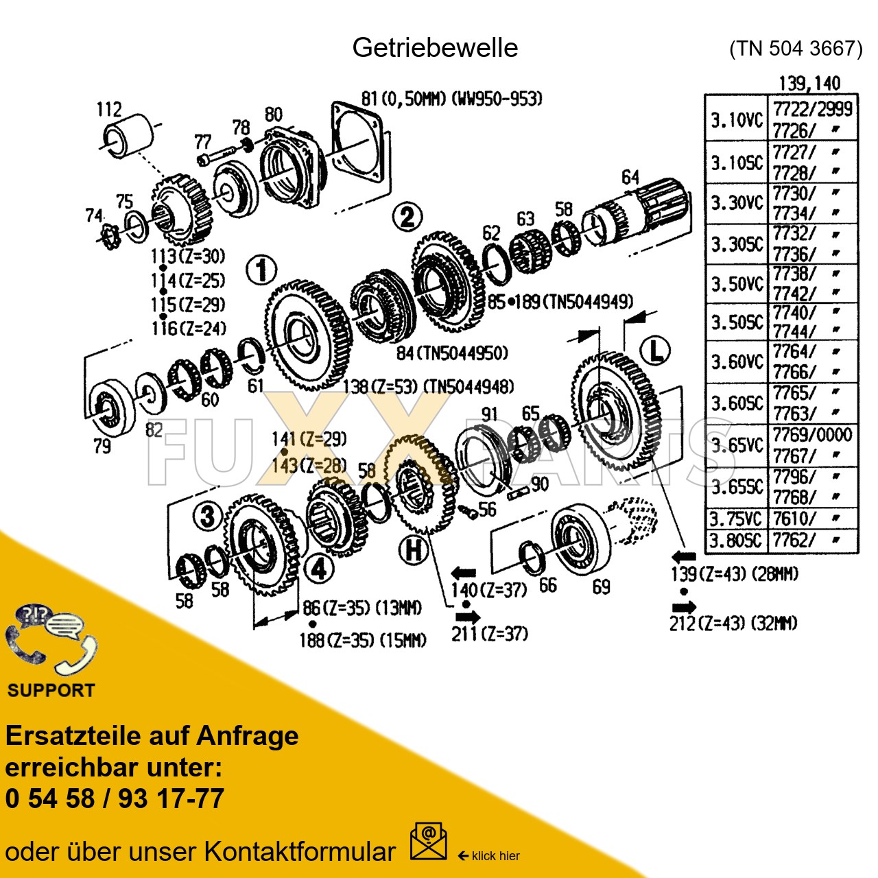 DX 3.10VC Getriebewelle 4