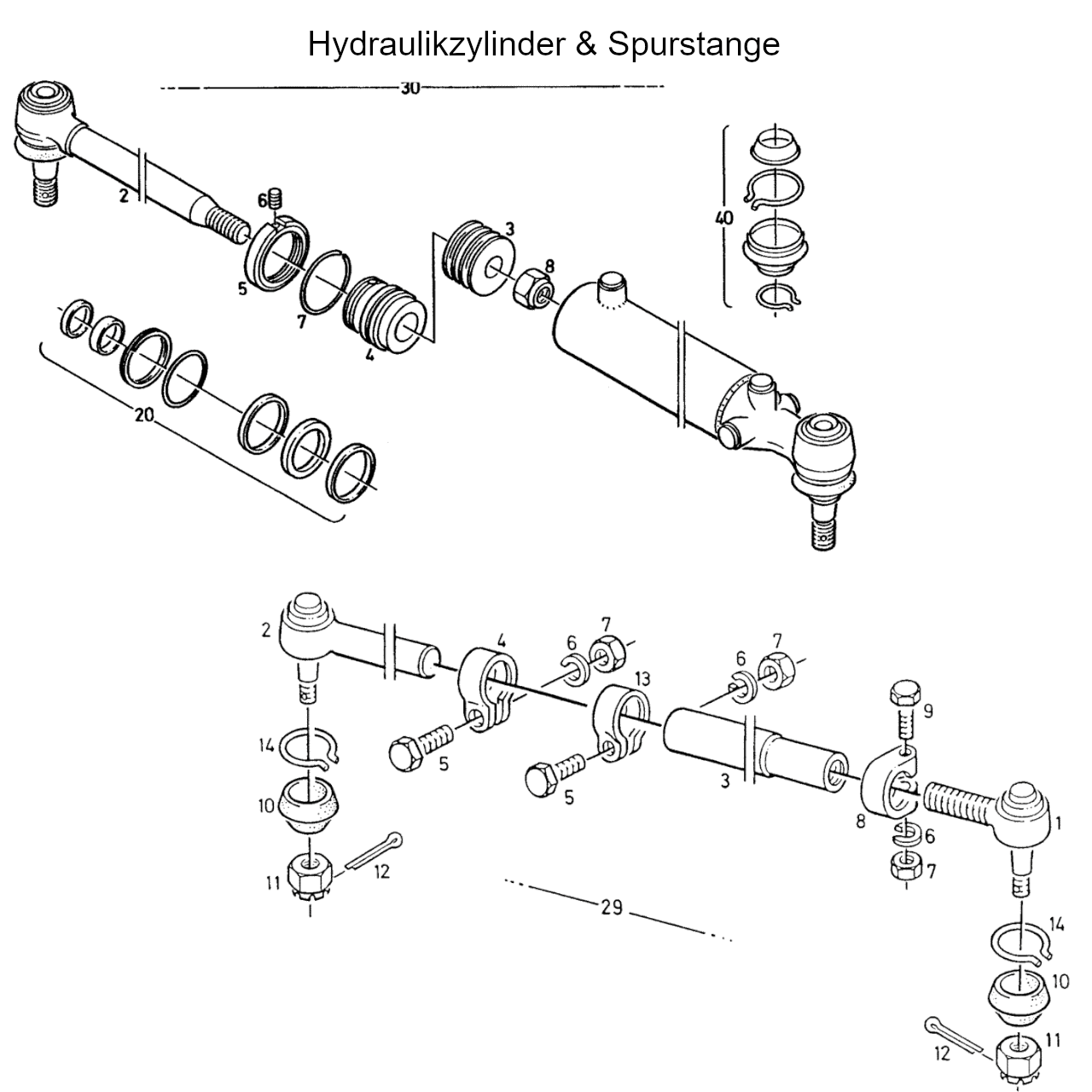 DX 3.10SC Hydraulikzylinder und Spurstange